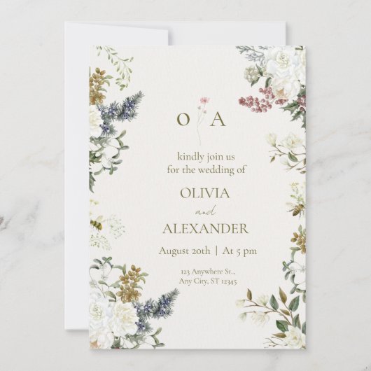 Elegant Floral Wedding Invitation Template Einladung (Vorderseite)