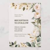 Elegant Floral Wedding Invitation | White Rose & E Einladung (Rückseite)