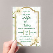 Elegant Floral Wedding Invitation with Gold Frame  Acryleinladungen (Insitu (Handheld))