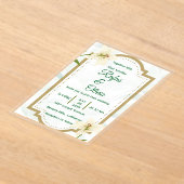 Elegant Floral Wedding Invitation with Gold Frame  Acryleinladungen (Ablage )