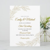 Elegant Floral Wedding Invitation with Gold Script Einladung (Stehend Vorderseite)