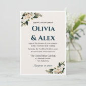 Elegant Floral Wedding Invitation with Greenery Einladung (Stehend Vorderseite)