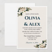 Elegant Floral Wedding Invitation with Greenery Einladung (Vorne/Hinten)
