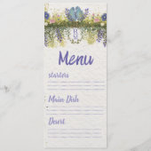 Elegant Floral Wedding Menu Card 4x9. 5 Menükarte (Vorderseite)