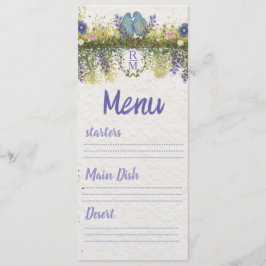 Elegant Floral Wedding Menu Card 4x9. 5 Menükarte