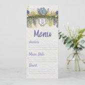 Elegant Floral Wedding Menu Card 4x9. 5 Menükarte (Stehend Vorderseite)
