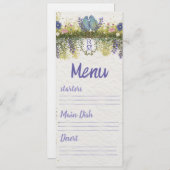 Elegant Floral Wedding Menu Card 4x9. 5 Menükarte (Vorne/Hinten)