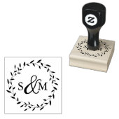 Elegant Floral Wedding Monogram Gummistempel (Stempel)