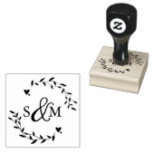 Elegant Floral Wedding Monogram Gummistempel (Stempel)