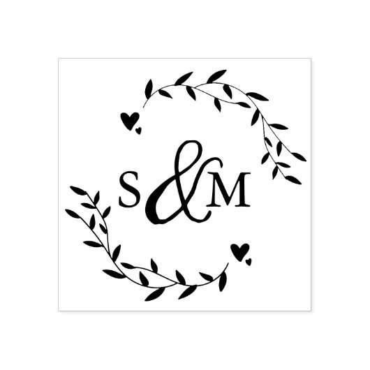 Elegant Floral Wedding Monogram Gummistempel (Prägung)
