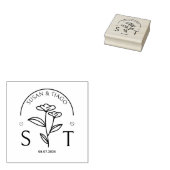 Elegant Floral Wedding Monogram Gummistempel (Stempel)