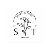 Elegant Floral Wedding Monogram Gummistempel (Prägung)