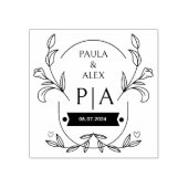 Elegant Floral Wedding Monogram Gummistempel (Prägung)