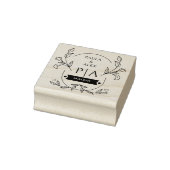 Elegant Floral Wedding Monogram Gummistempel (Stempel)