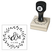 Elegant Floral Wedding Monogram Gummistempel (Stempel)