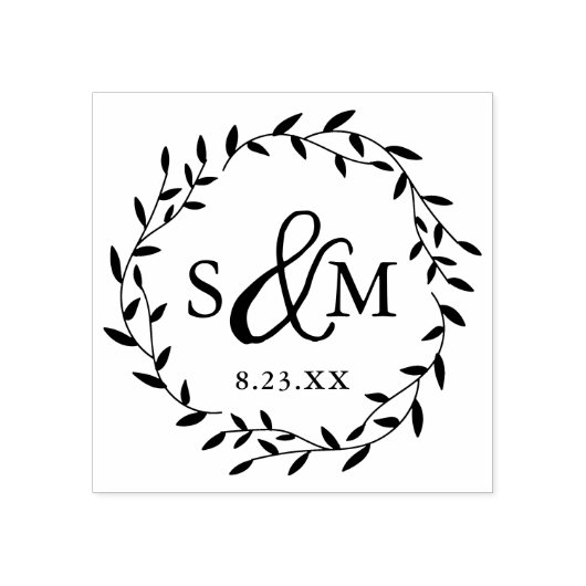Elegant Floral Wedding Monogram Gummistempel (Prägung)