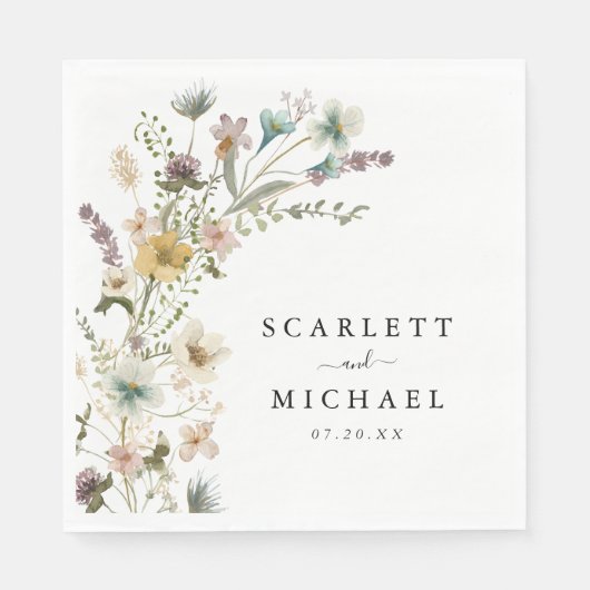 Elegant Floral Wedding Napkins Serviette (Vorderseite)