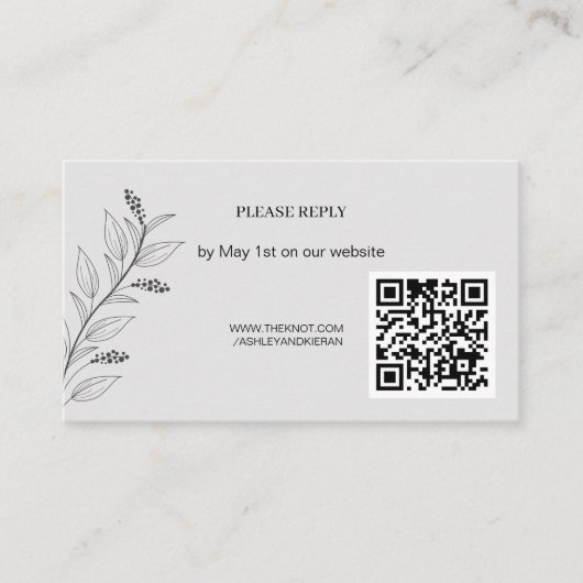Elegant Floral Wedding QR UAWG Begleitkarte (Vorderseite)
