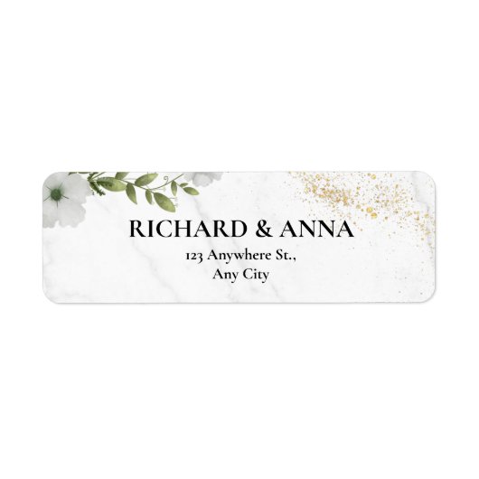 Elegant Floral Wedding Return Address Label  (Vorne)
