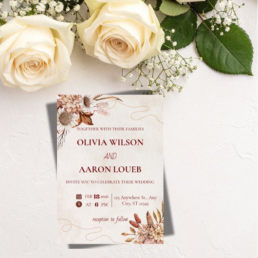Elegant Floral Wedding romantic Invitation templat Einladung