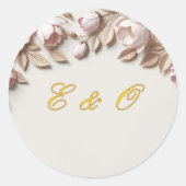 Elegant Floral Wedding Round Sticker (Vorderseite)