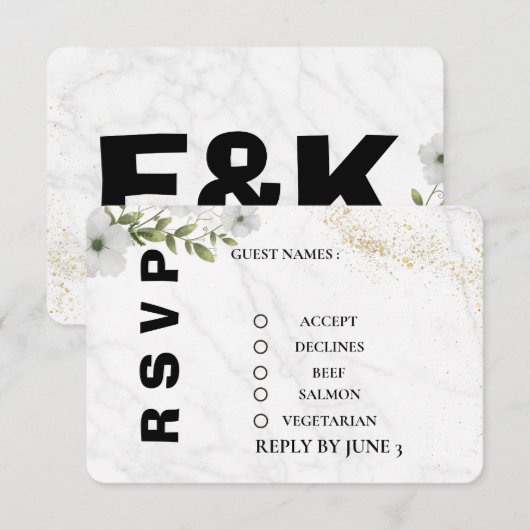 Elegant Floral Wedding RSVP Card  Karte (Vorne/Hinten)