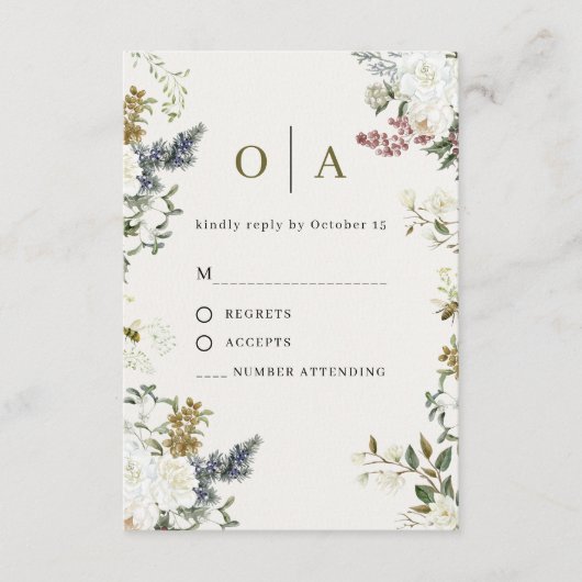 Elegant Floral Wedding RSVP Card | Watercolor (Vorderseite)