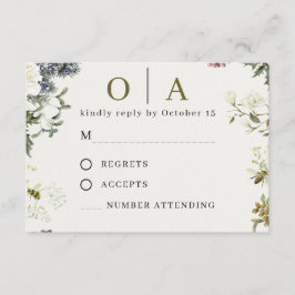 Elegant Floral Wedding RSVP Card | Watercolor Karte