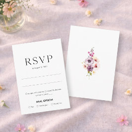 Elegant Floral Wedding RSVP Card with Meal Choice Karte