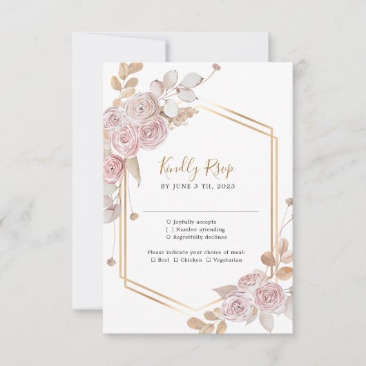 Elegant Floral Wedding RSVP Karte (Vorderseite)