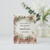 Elegant Floral Wedding Save The Date (Stehend Vorderseite)