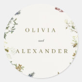 Elegant Floral Wedding Small Round Sticker | (Vorderseite)