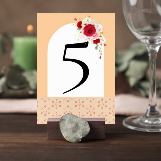 Elegant Floral Wedding Table Number Card Tischnummer
