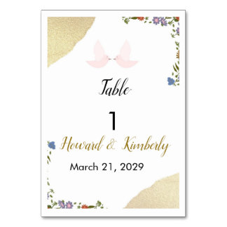 Elegant Floral Wedding Table Number Tischnummer