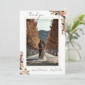 Elegant Floral Wedding Thank You Card  Dankeskarte (Stehend Vorderseite)