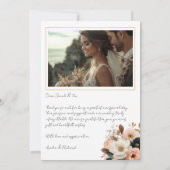 Elegant Floral Wedding Thank You Card  Dankeskarte (Rückseite)