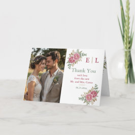 Elegant Floral Wedding Thank You Card Dankeskarte