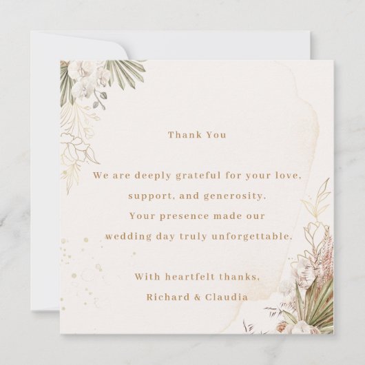 Elegant Floral Wedding Thank You Card  Dankeskarte (Vorderseite)