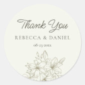 Elegant Floral Wedding Thank You Favor Sticker (Vorderseite)