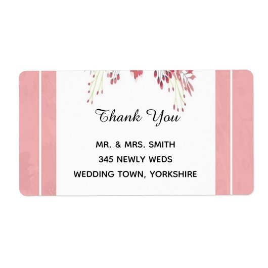 Elegant floral Wedding Vielen Dank Adresse Label (Vorne)