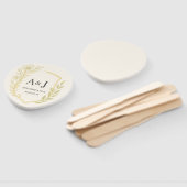 Elegant Floral Wedding Wappen Monogram Ivory Fächer (Non-assembled)