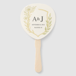 Elegant Floral Wedding Wappen Monogram Ivory Fächer