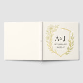 Elegant Floral Wedding Wappen Monogram Ivory Gästebuch (Voll)