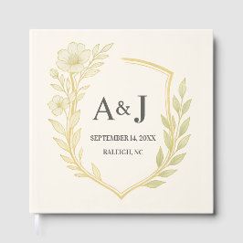 Elegant Floral Wedding Wappen Monogram Ivory Gästebuch