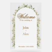 Elegant Floral Wedding Welcome Sign - Custom Made Acrylschild (Vorderseite)