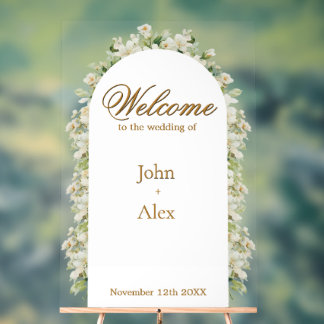 Elegant Floral Wedding Welcome Sign - Custom Made Acrylschild