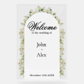Elegant Floral Wedding Welcome Sign - Custom Made Acrylschild (Vorderseite)