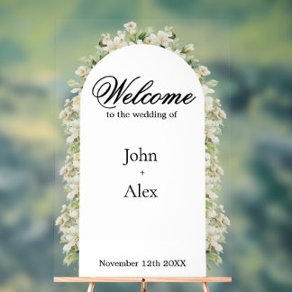 Elegant Floral Wedding Welcome Sign - Custom Made Acrylschild