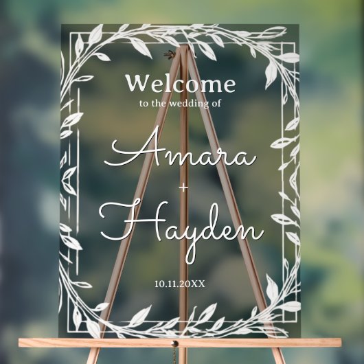 Elegant Floral Wedding Welcome Sign - Custom Made Acrylschild (Neutral)