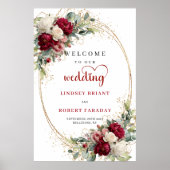 Elegant Floral Wedding Welcome Sign Personalized Poster (Vorne)